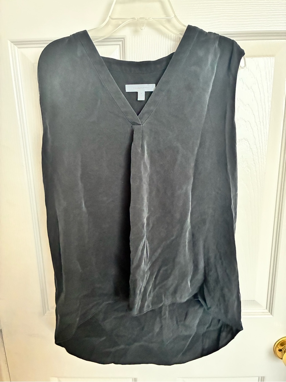 Women's Black V-Neck Sleeveless Blouse - Classic Silky Shell